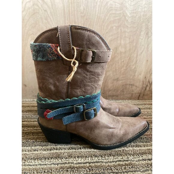 Durango Kid’s 8” Western Cowboy Boots DBT0170 Brown Mid-Calf Straps 2016 Size 4M - Picture 1 of 11